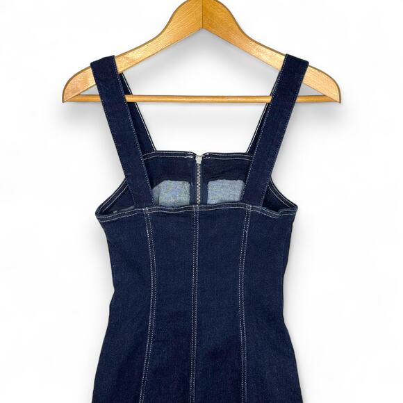Topshop Women's 90s Style Zip Front Denim Dress Size US 4 Indigo Dark Wash Jean - Picture 4 of 7